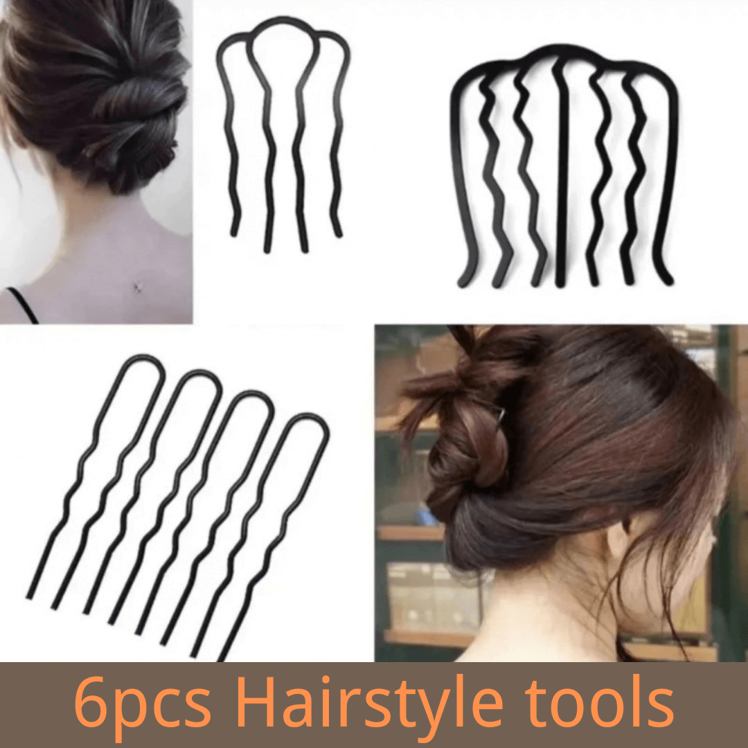 6Pcs Hair Pins Combs French Twist Updo Hairstyle Tools