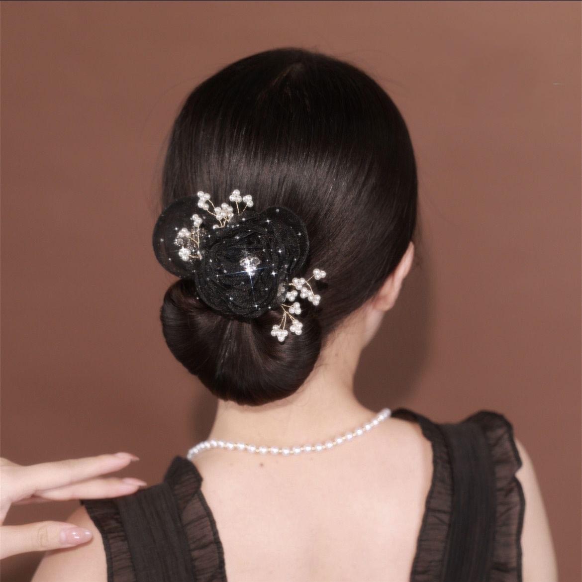 SheFav Flower Pearls Easy Updo Hairstyle Maker Twist Clips
