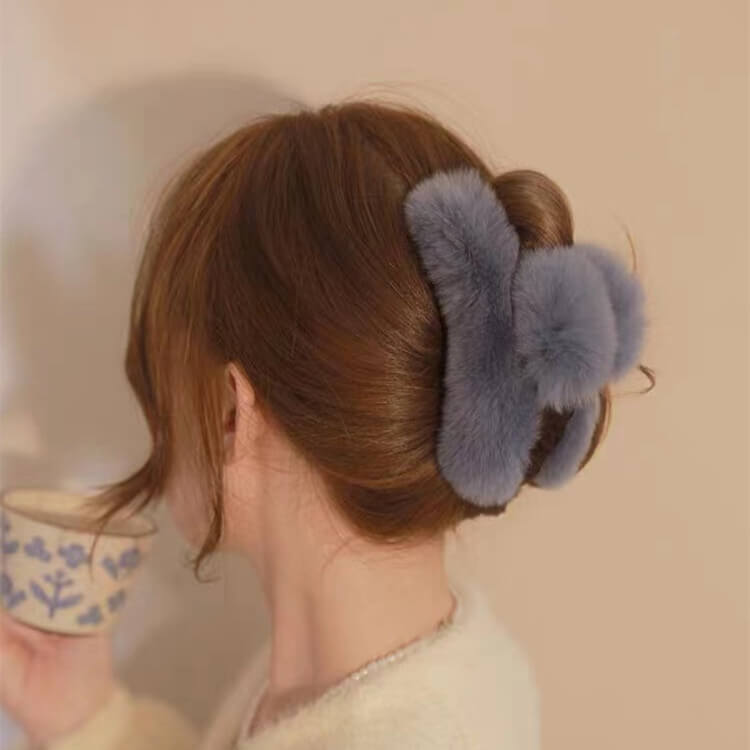 Cute Large Fuzzy Hair Claw Clip for Thick Thin Hair-SHEFAV
