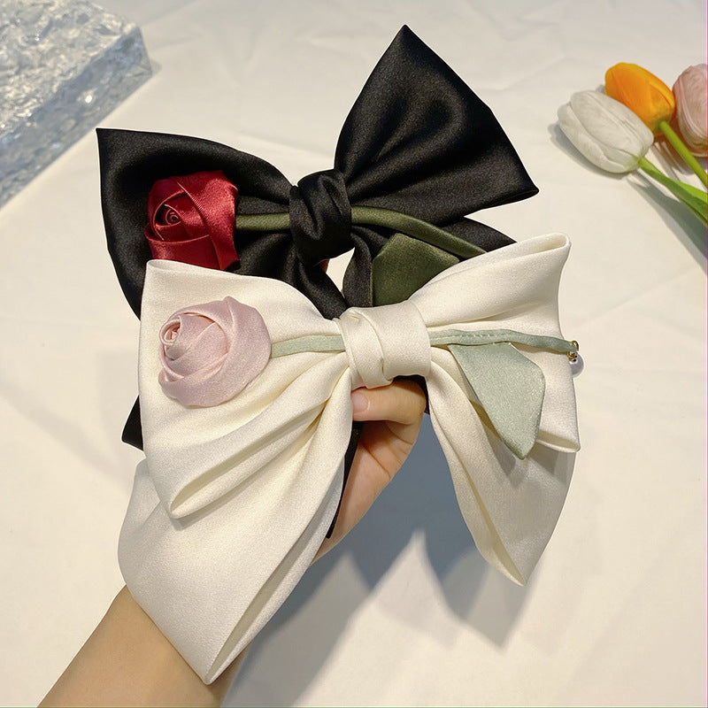 Cute Rose Flower Big Bow Hair Clips