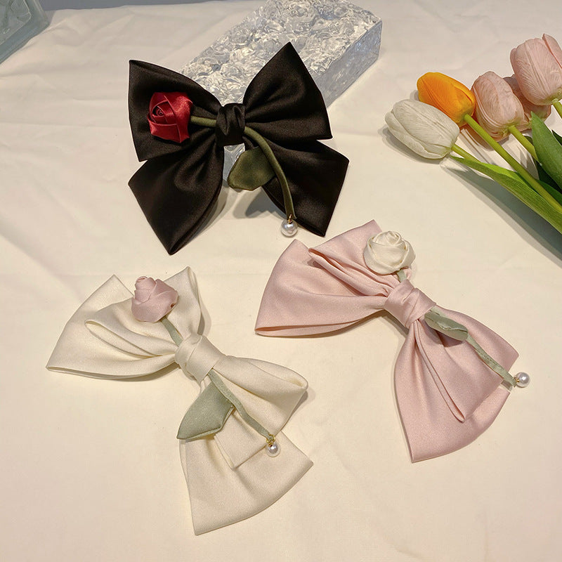 Cute Rose Flower Big Bow Hair Clips