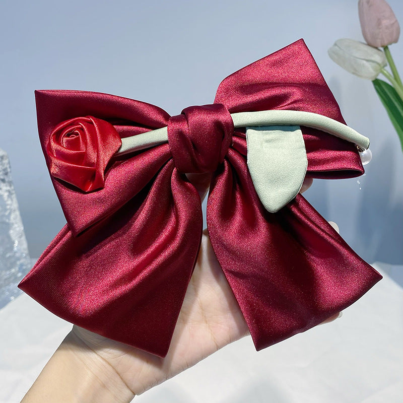 Cute Rose Flower Big Bow Hair Clips