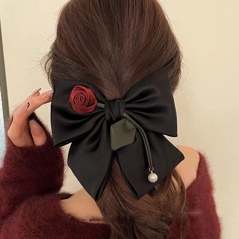 Cute Rose Flower Big Bow Hair Clips