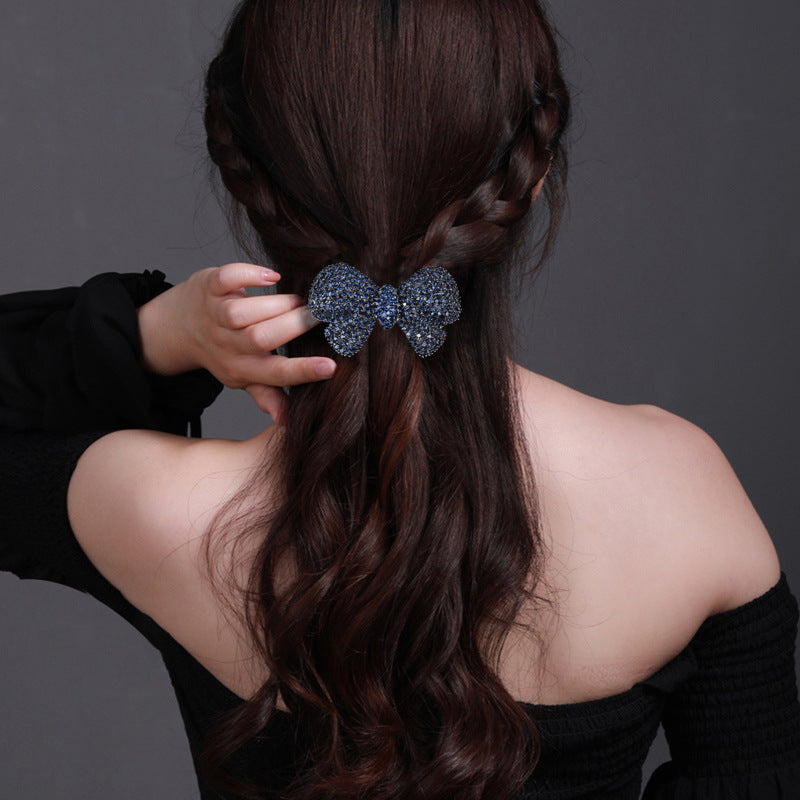 French Design Handmade Diamond Bow Hair Barrettes - SHEFAV