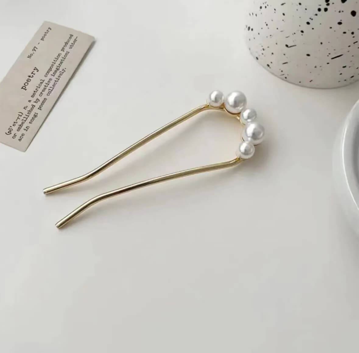 French Pearls Hair Forks U Shaped Hair Pins Clips