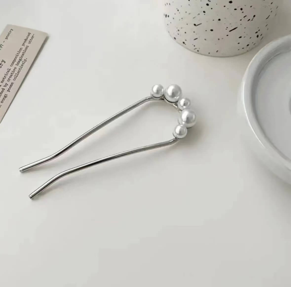 French Pearls Hair Forks U Shaped Hair Pins Clips