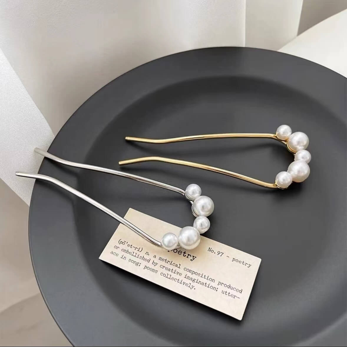 French Pearls Hair Forks U Shaped Hair Pins Clips