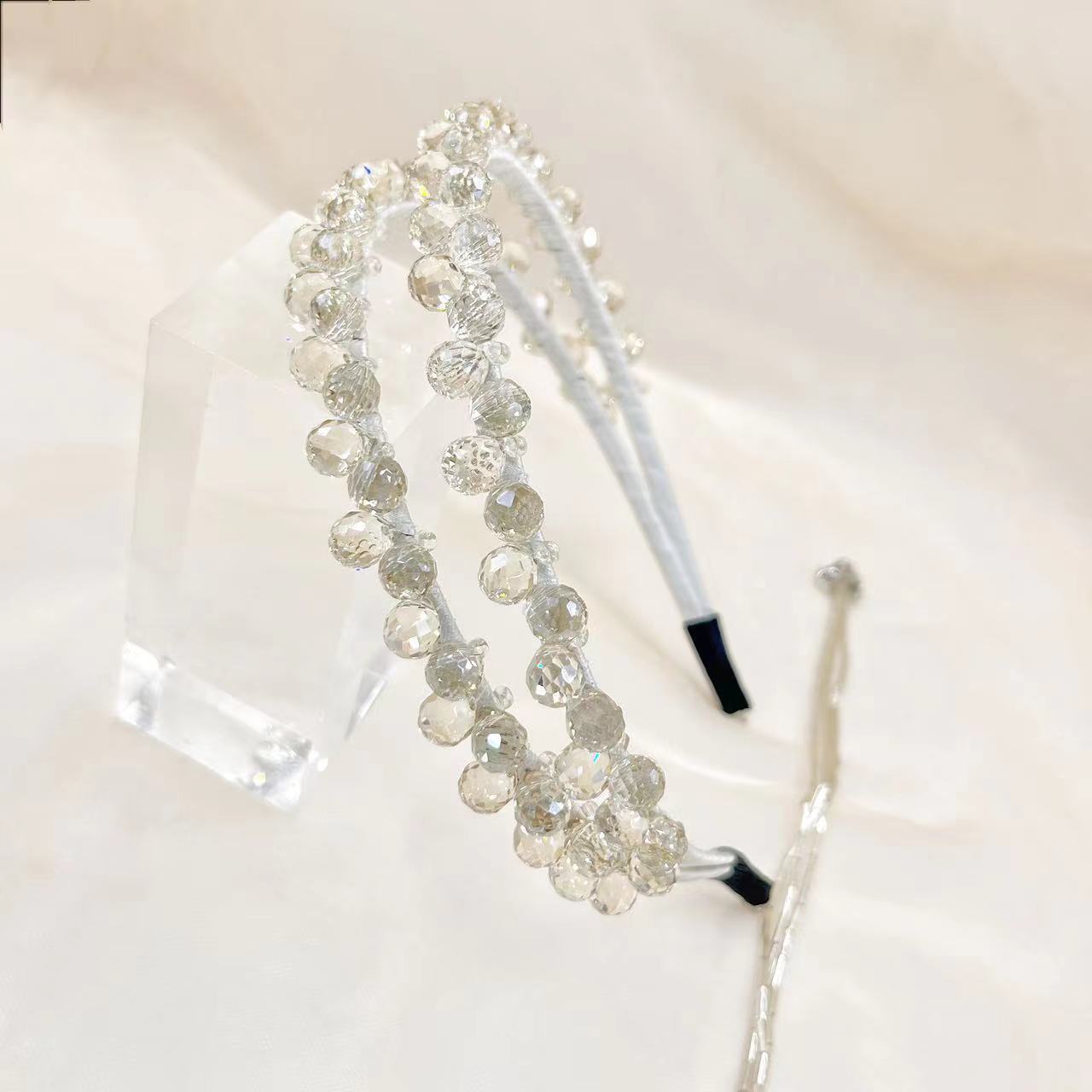 SheFav French Style Handmade Crystal Tassel Headband