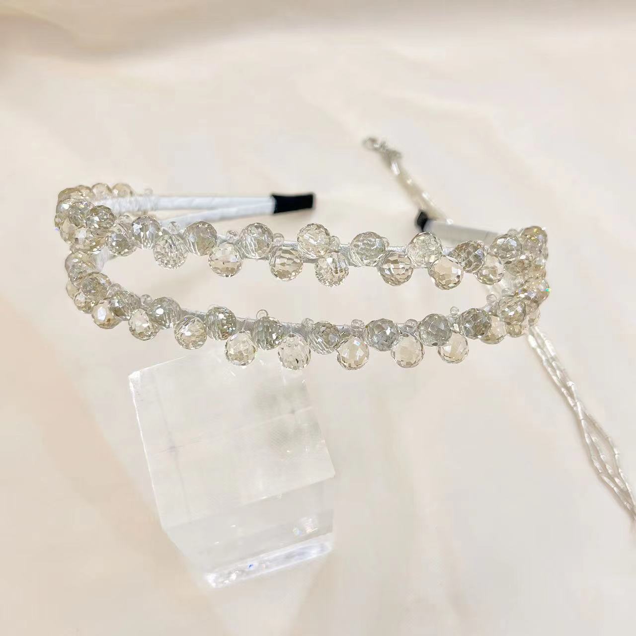 SheFav French Style Handmade Crystal Tassel Headband