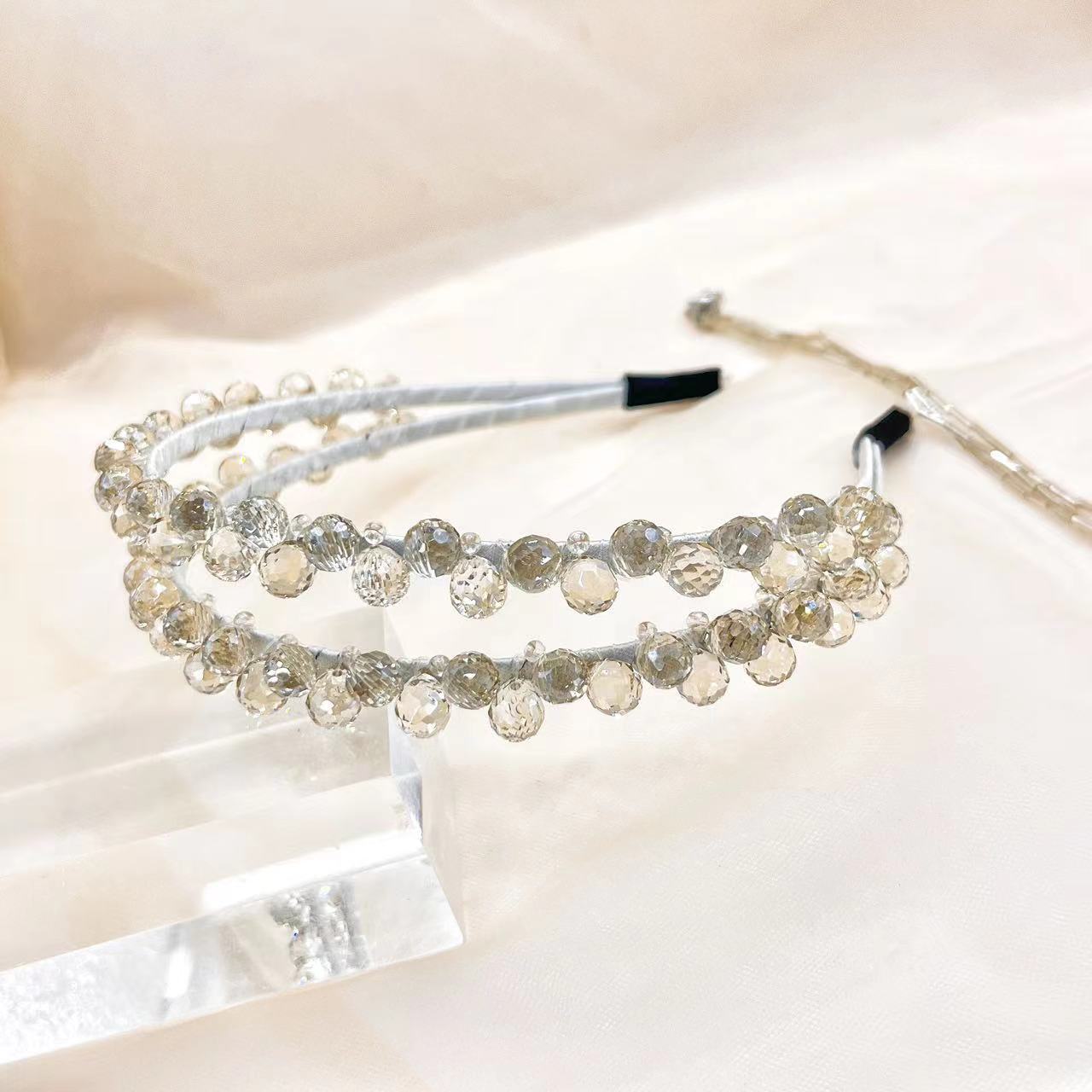 SheFav French Style Handmade Crystal Tassel Headband