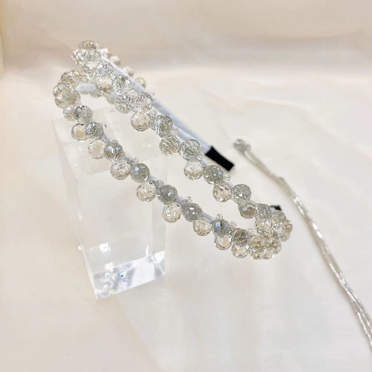 SheFav French Style Handmade Crystal Tassel Headband