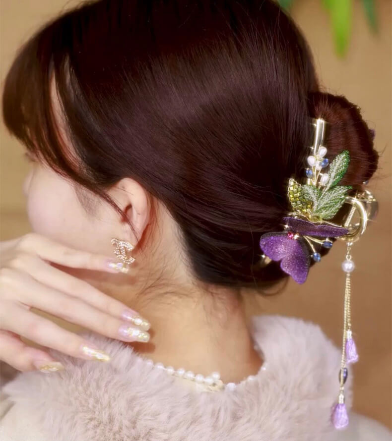 Handmade Butterfly Tassel Hair Claw Clips