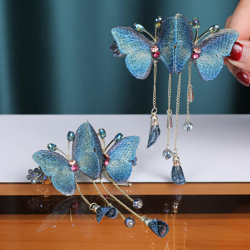Handmade Butterfly Crystal Spring Hair Clips
