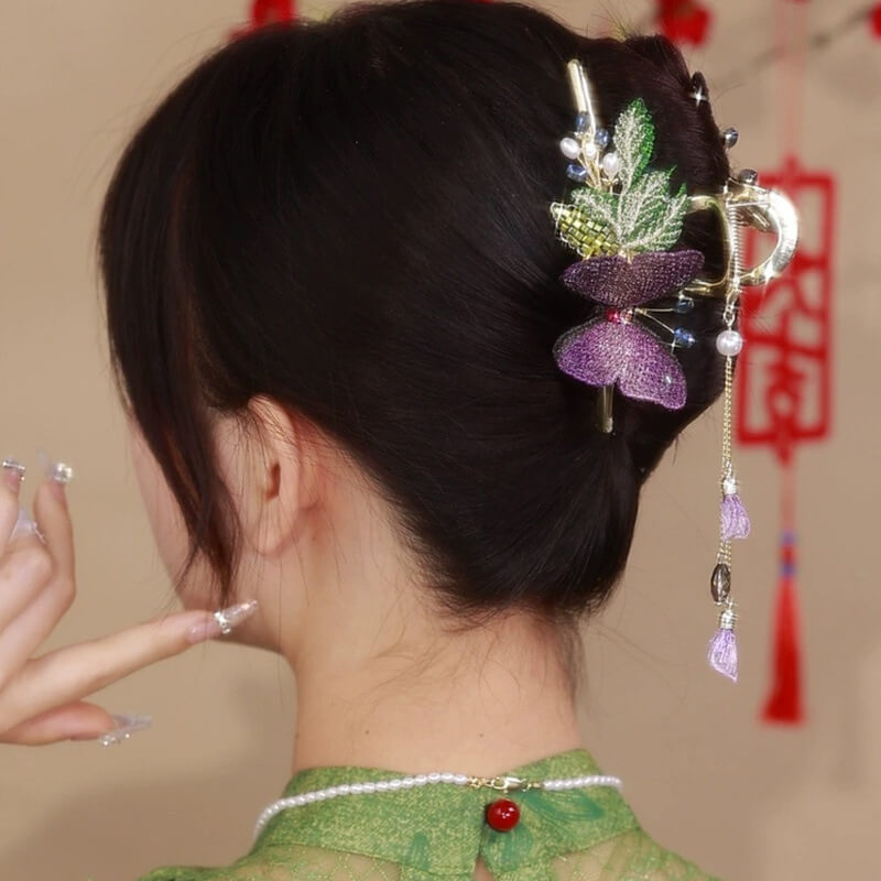Handmade Butterfly Tassel Hair Claw Clips