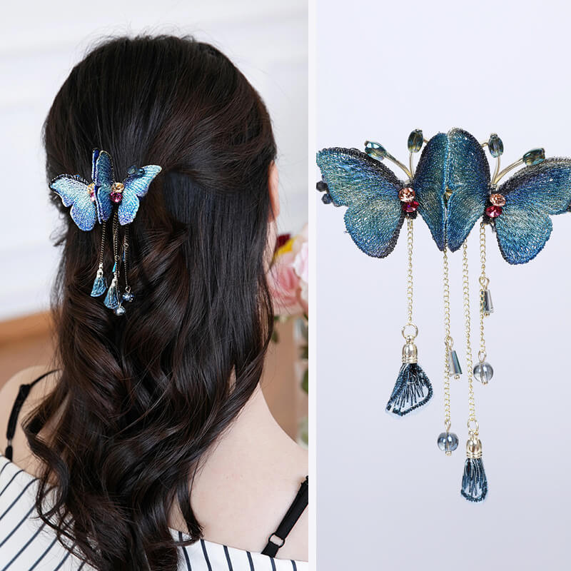 Handmade Butterfly Crystal Spring Hair Clips