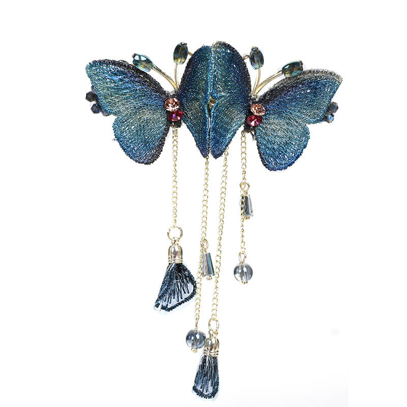 Handmade Butterfly Crystal Spring Hair Clips