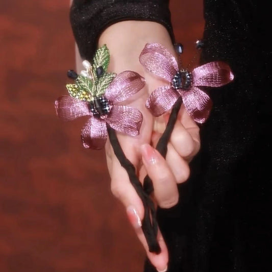 Handmade Embroidered Flower Hairstyle Maker Twist Clip SHEFAV