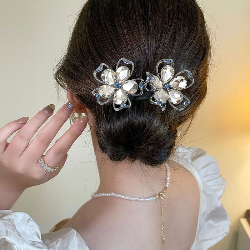 Handmade Flower Crystal Updo Hairstyle Tool Twist Clips
