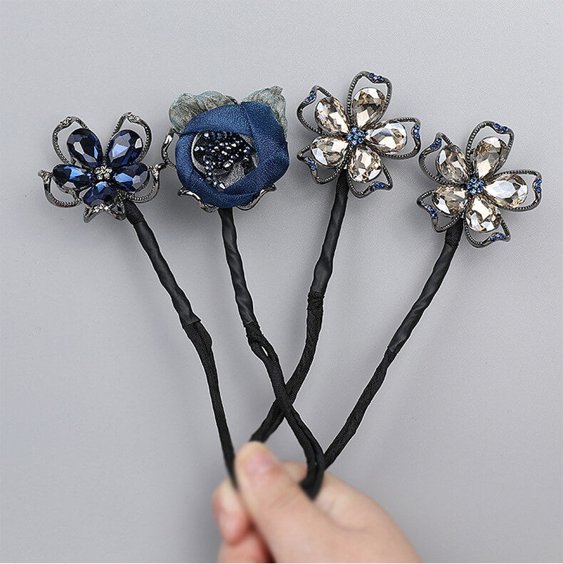 Handmade Flower Crystal Updo Hairstyle Tool Twist Clips