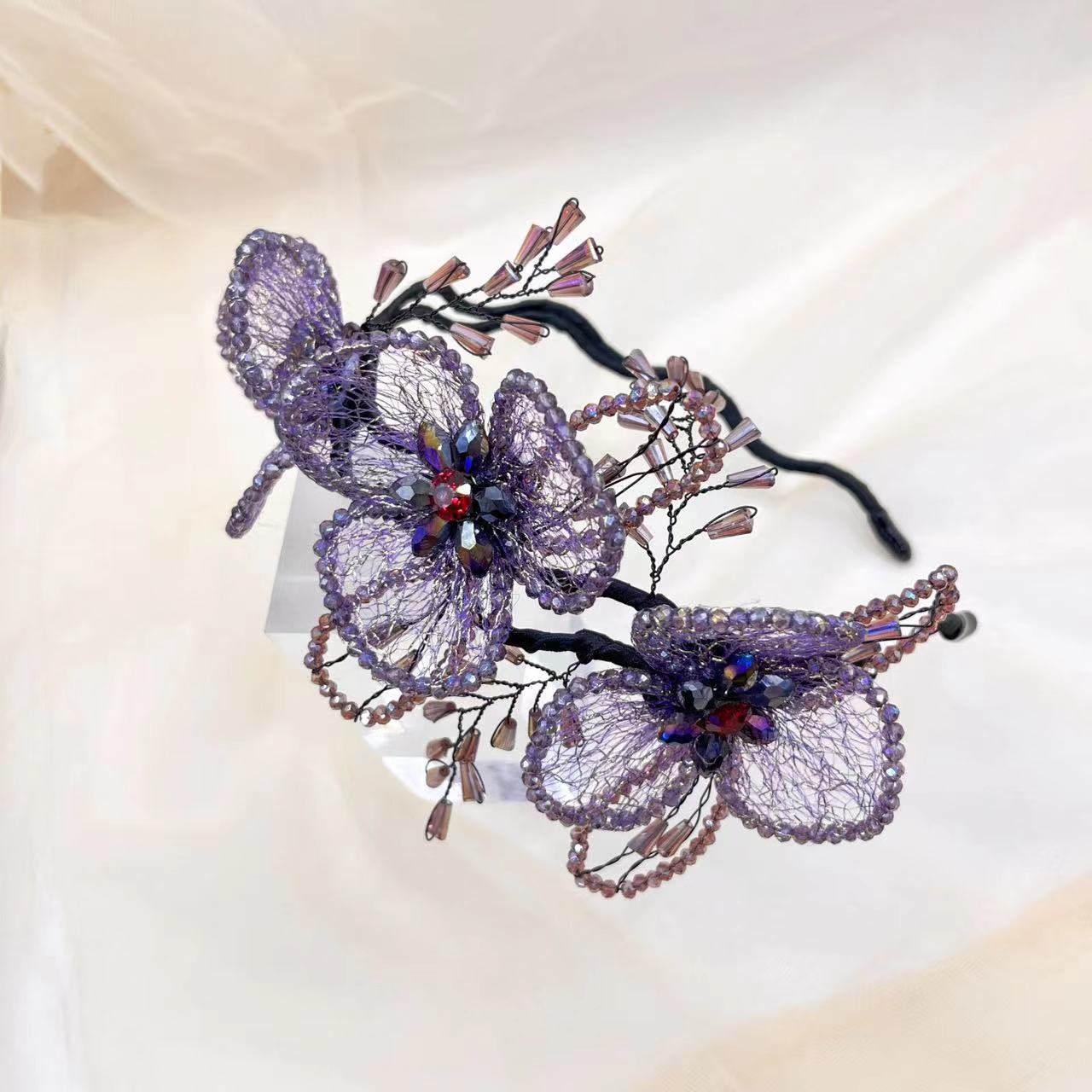 Handmade Knitted Bead Flower Headband - SHEFAV