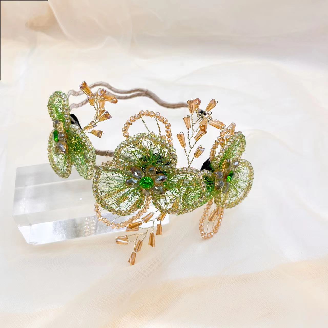 Handmade Knitted Bead Flower Headband - SHEFAV