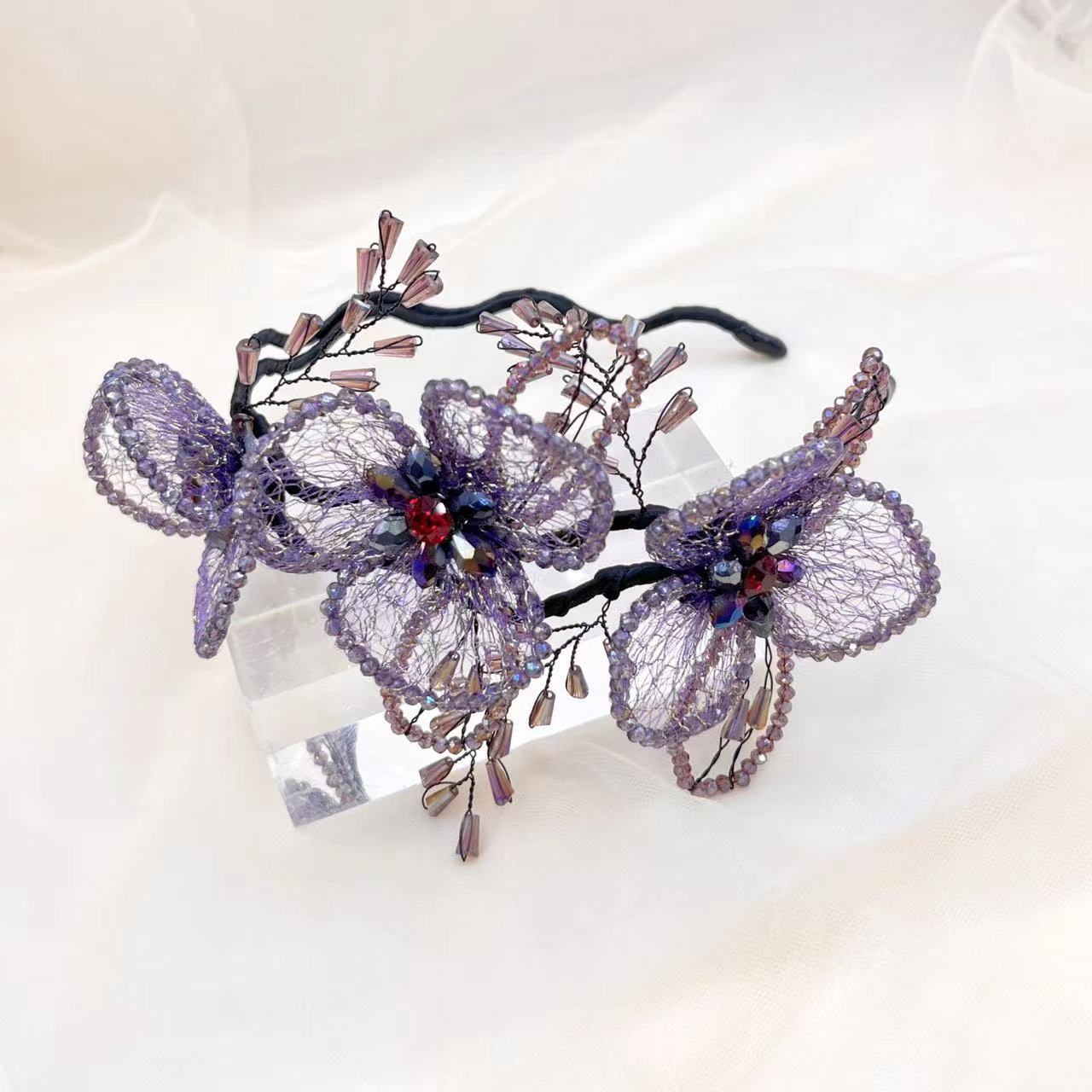 Handmade Knitted Bead Flower Headband - SHEFAV