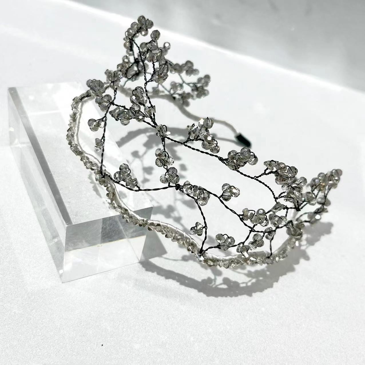 Handmade Knitted Crystal Bead Headband
