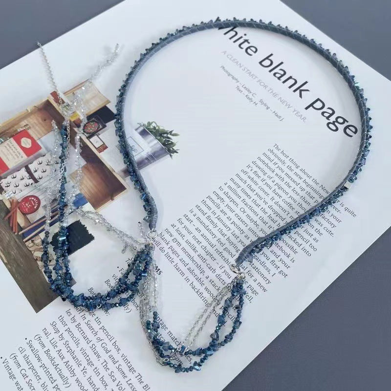 Handmade Knitted Crystal Detatchable Tassel Headband - SHEFAV