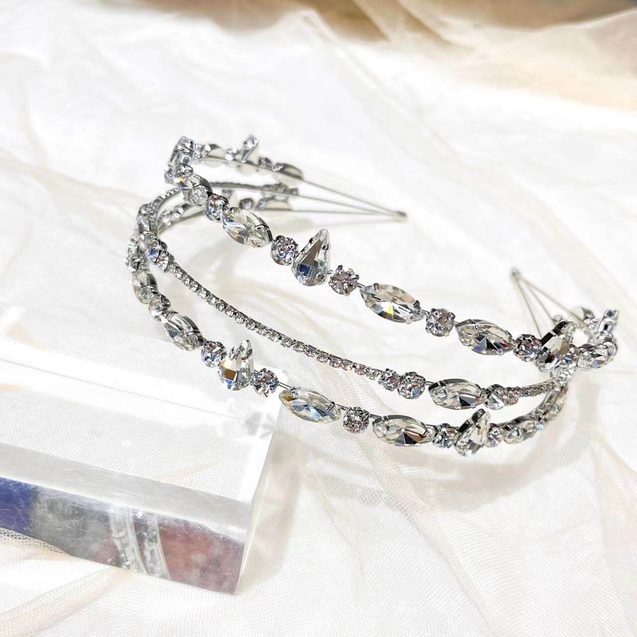 SheFav Handmade Luxury Multi-layered Crtstal Headband