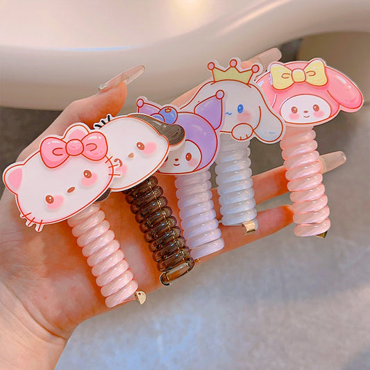5PCs Hello Kitty Phone Wire Hair Bands Ponytail Holder for Kids