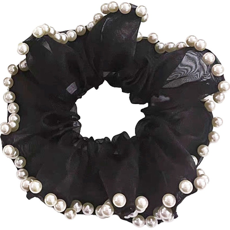 Large Mesh Pearl Ponytail Holder Hair Scruchies - SHEFAV
