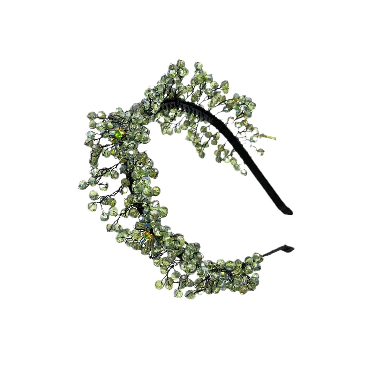 Luxurious Green Crystal Handmade Beads Headband- SHEFAV