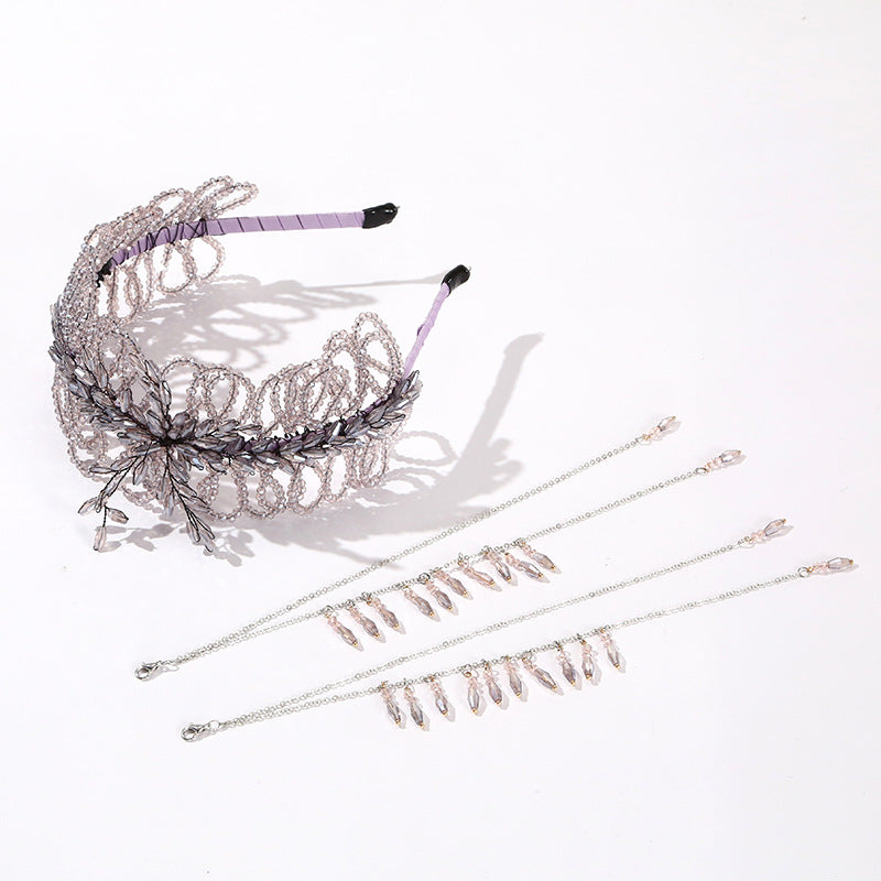 Luxurious Crystal Handmade Knitted Beads Headband- SHEFAV