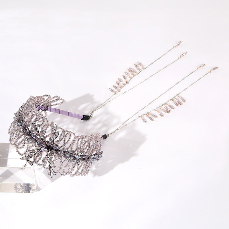 Luxurious Crystal Handmade Knitted Beads Headband- SHEFAV