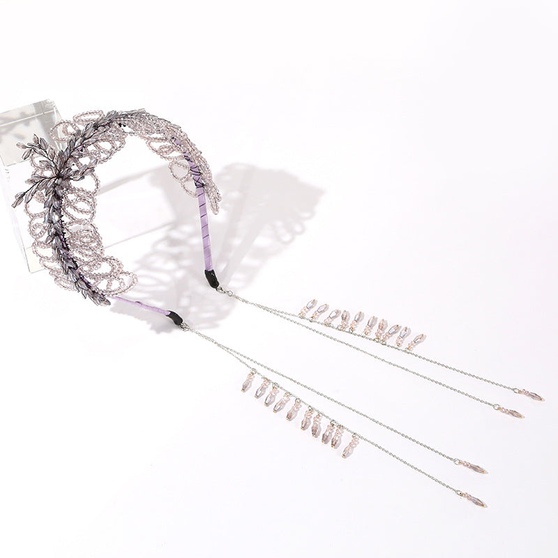 Luxurious Crystal Handmade Knitted Beads Headband- SHEFAV