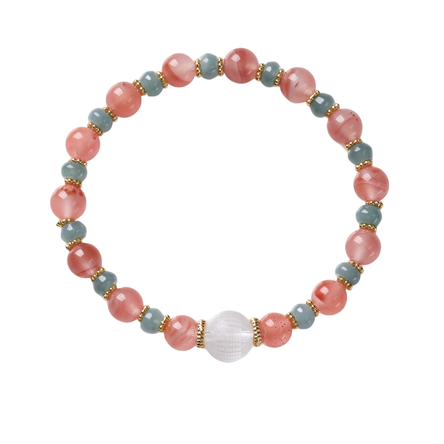 Natural Cherry Red Agate Blue Water Jade Healing Bracelet