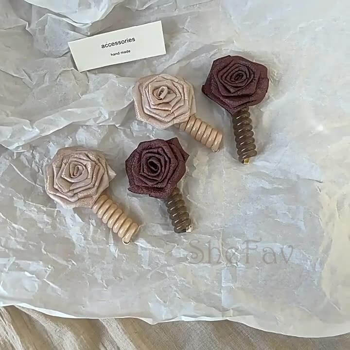 Rose Phone Wire Hair Ties Ponytail Holder