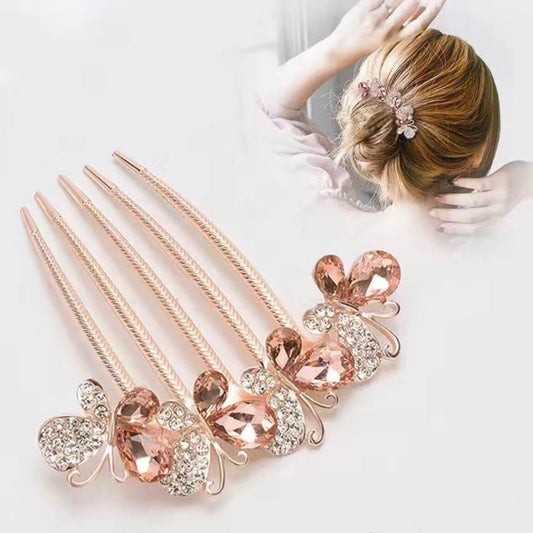 SheFav 5 Teeth Rhinestone Butterfly Hair Comb Clips for Easy Updo Hairstyles