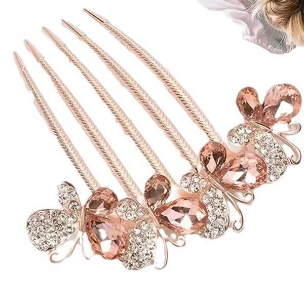 SheFav 5 Teeth Rhinestone Butterfly Hair Comb Clips for Easy Updo Hairstyles