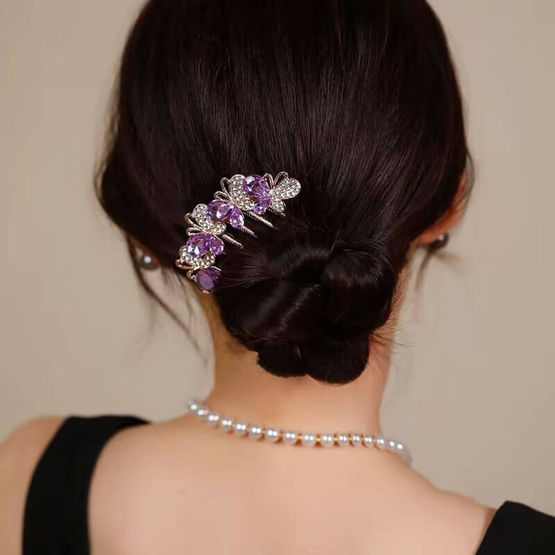 SheFav 5 Teeth Rhinestone Butterfly Hair Comb Clips for Easy Updo Hairstyles