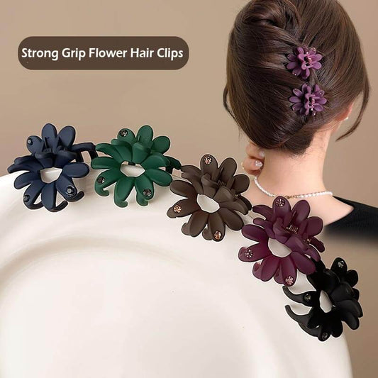 Bangs Half Updo Mini Colored Flower Hair Claw Clips