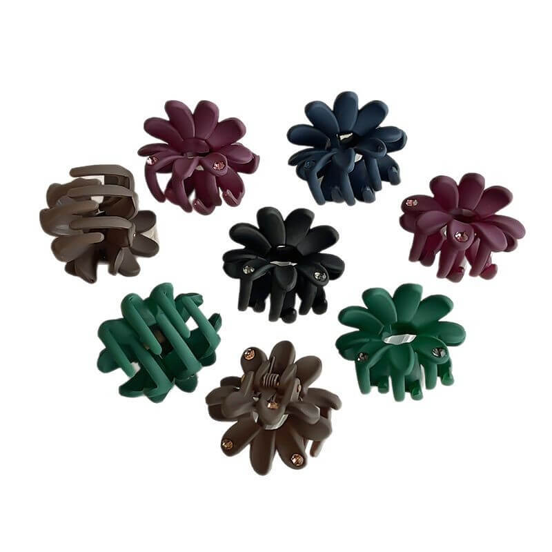 Bangs Half Updo Mini Colored Flower Hair Claw Clips