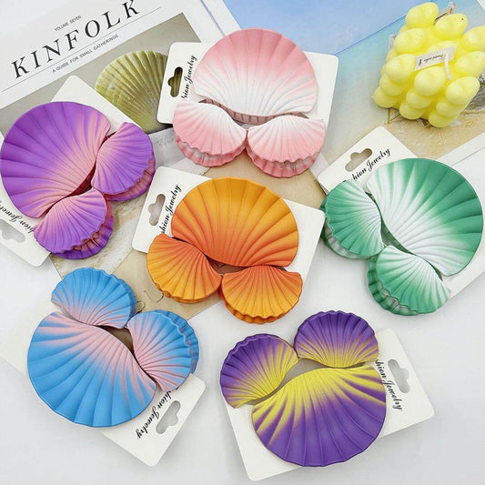 SheFav Dreamy Shell Hair Claw Clips Set - 3PCS Elegant Seashell Design, 1 Large + 2 Small Hair Claws for Easy Updos & Styling