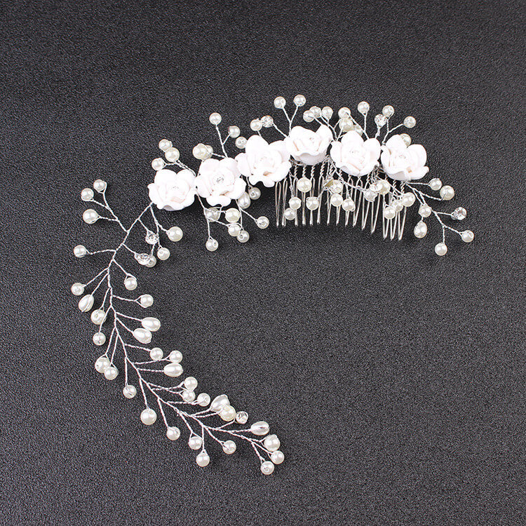 Flower Pearl Bride Wedding Hair Combs Clip