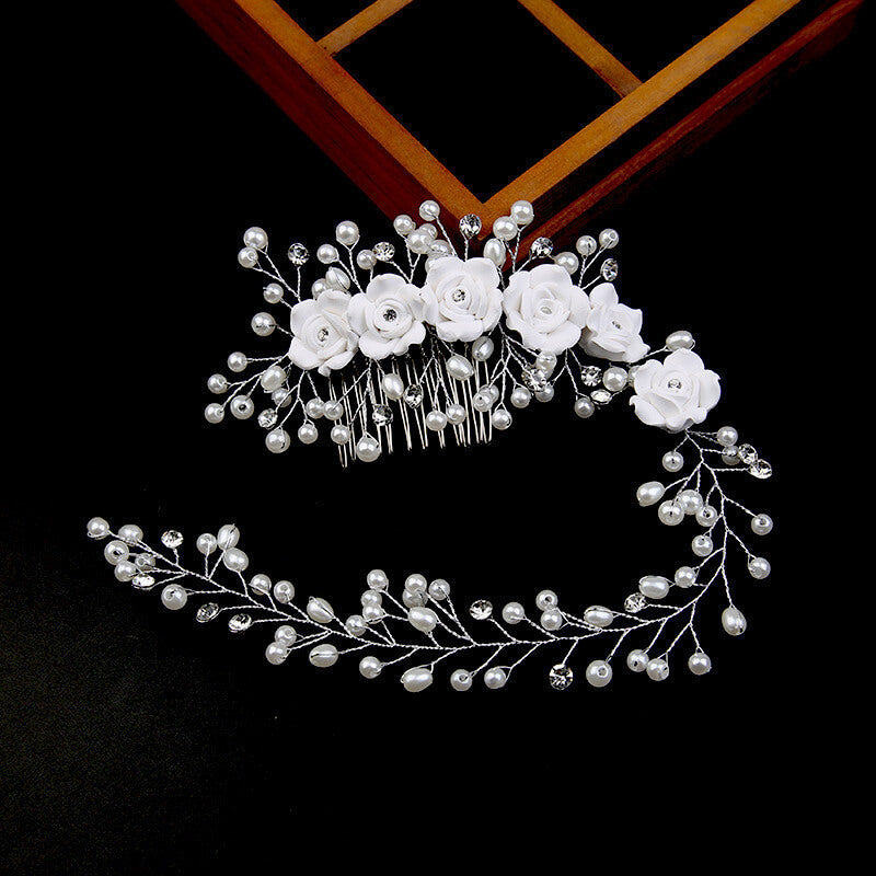 Flower Pearl Bride Wedding Hair Combs Clip