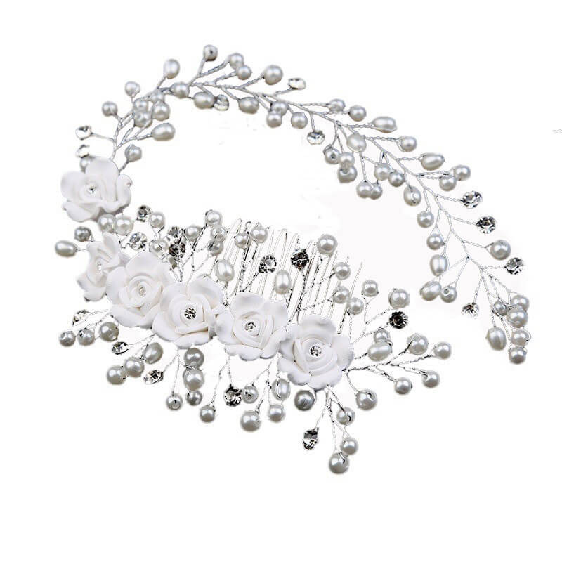 Flower Pearl Bride Wedding Hair Combs Clip