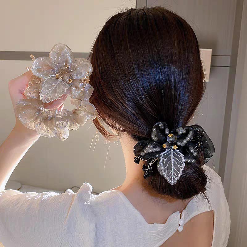Large Mesh Flower Ponytail Holder Hair Scruchies
