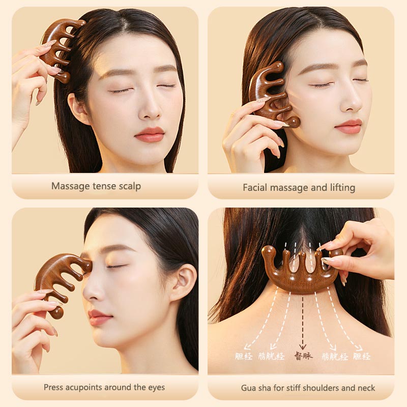 SheFav Natural Sandalwood Scalp Massager Comb