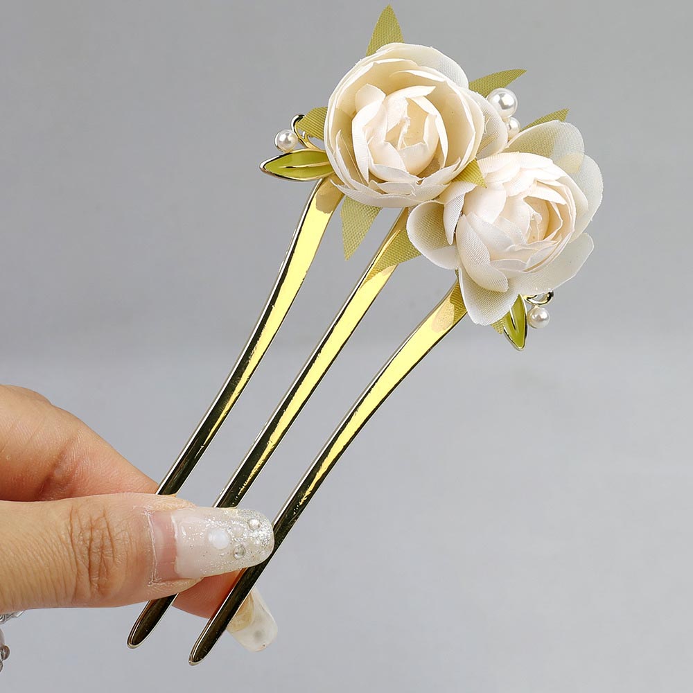 Vintage Peony Bun Maker Hair Comb Pins