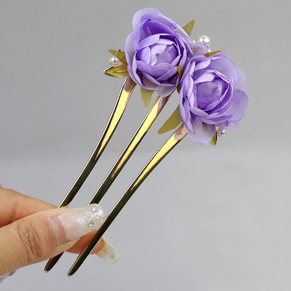 Vintage Peony Bun Maker Hair Comb Pins